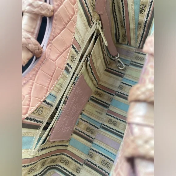 Brighton Leili Dusty Rose Straw Tote EUC - Picture 9 of 13